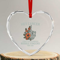 Anti Cancer Skeleton Middle Finger Heart Crystal Glass Ornament Floral Fck Cancer - Wonder Print Shop