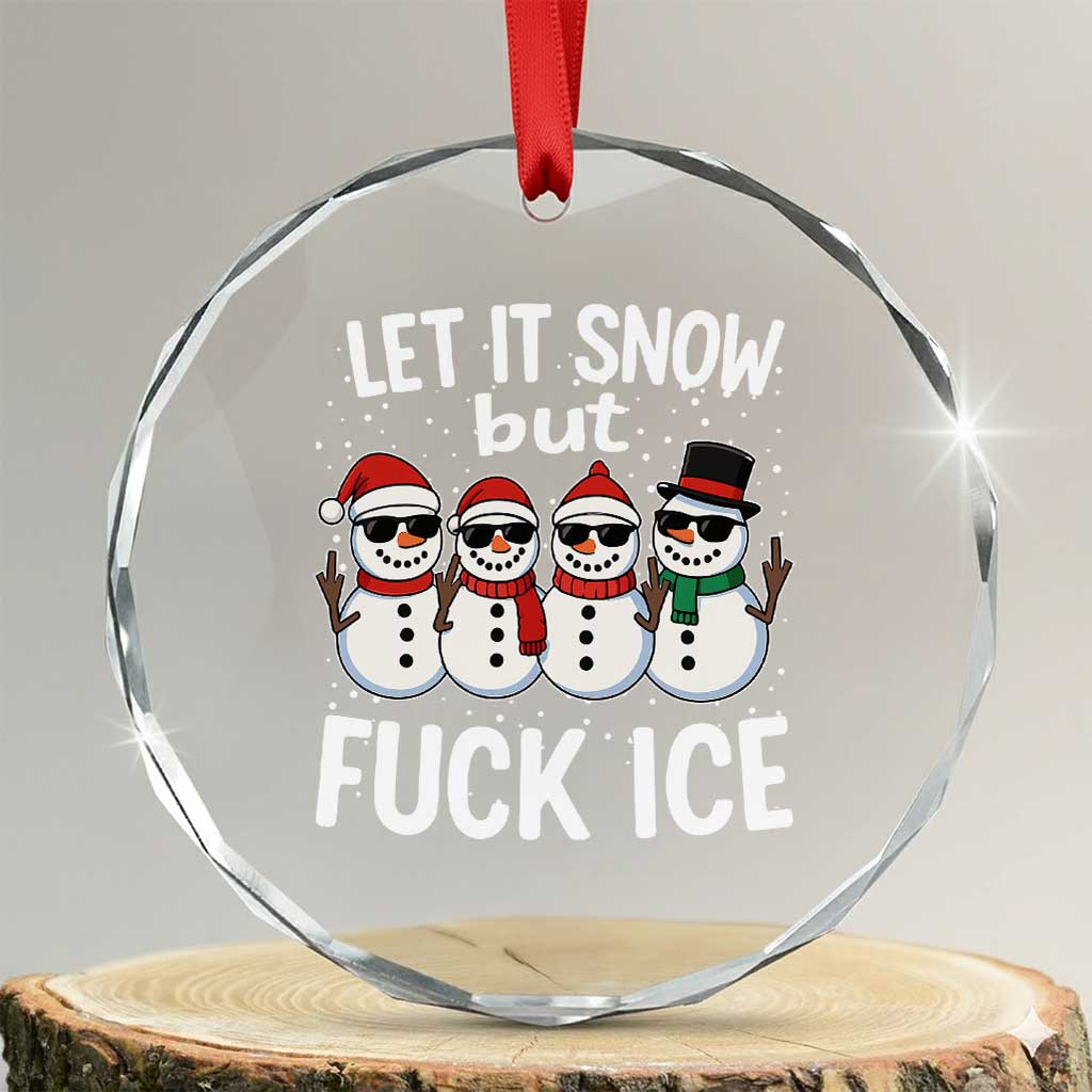 Anti ICE Christmas Crystal Glass Ornament Funny Snowman Cute Finger Let It Snow Funny FDT - Wonder Print Shop