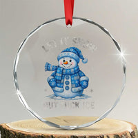 Anti ICE Christmas Crystal Glass Ornament Retro Blue Snowman Let It Snow But Fuck Ice - Wonder Print Shop