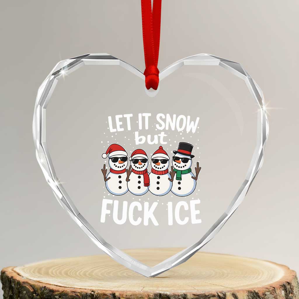 Anti ICE Christmas Heart Crystal Glass Ornament Funny Snowman Cute Finger Let It Snow Funny FDT - Wonder Print Shop