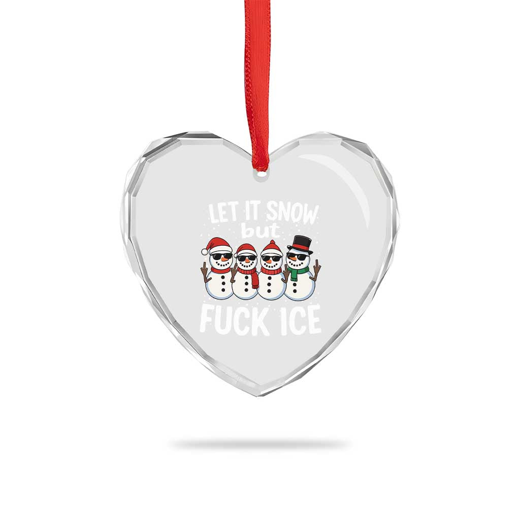 Anti ICE Christmas Heart Crystal Glass Ornament Funny Snowman Cute Finger Let It Snow Funny FDT - Wonder Print Shop