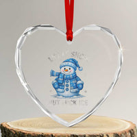 Anti ICE Christmas Heart Crystal Glass Ornament Retro Blue Snowman Let It Snow But Fuck Ice - Wonder Print Shop
