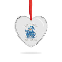 Anti ICE Christmas Heart Crystal Glass Ornament Retro Blue Snowman Let It Snow But Fuck Ice - Wonder Print Shop