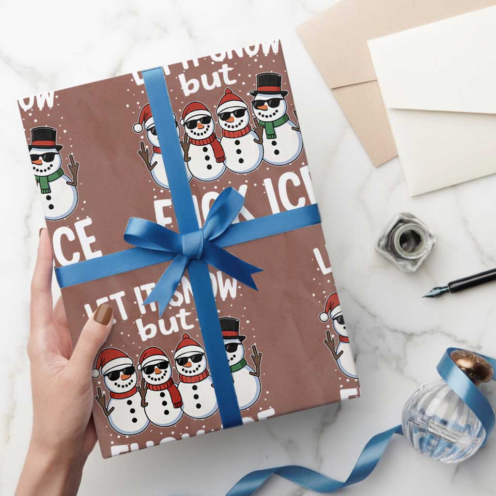 Anti ICE Christmas Wrapping Paper Roll Funny Snowman Cute Finger Let It Snow Funny FDT - Wonder Print Shop