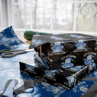 Anti ICE Christmas Wrapping Paper Roll Retro Blue Snowman Let It Snow But Fuck Ice - Wonder Print Shop