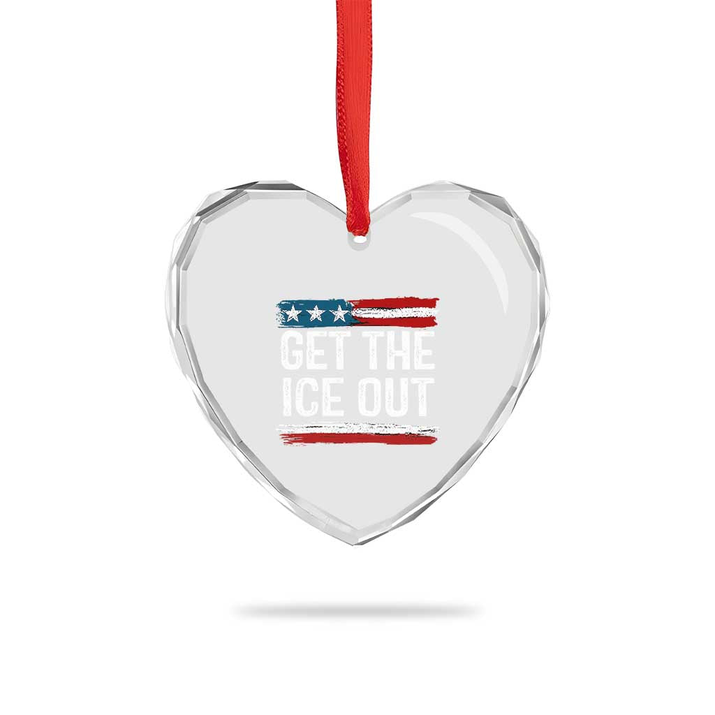 Anti ICE Immigration Protest Human Rights Heart Crystal Glass Ornament