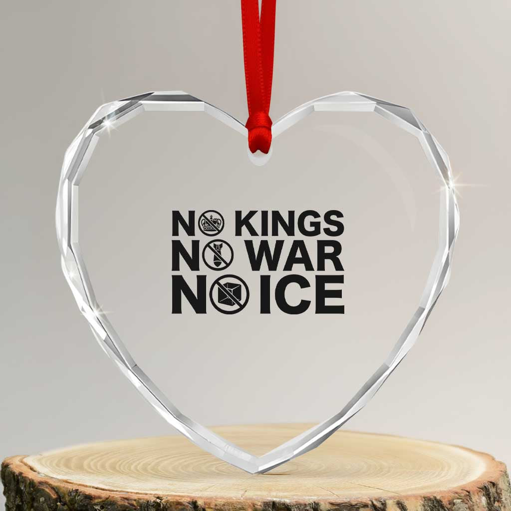 Anti Monarchy Political Heart Crystal Glass Ornament No Kings No Wars No Ice