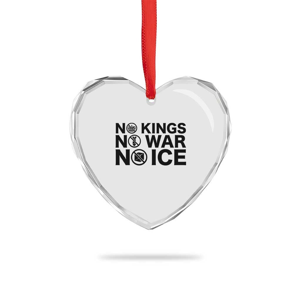 Anti Monarchy Political Heart Crystal Glass Ornament No Kings No Wars No Ice