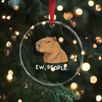 Anti Social Capybara Meme Crystal Glass Ornament Ew People Sarcastic Funny Introvert Gift - Wonder Print Shop