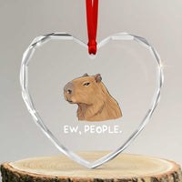 Anti Social Capybara Meme Heart Crystal Glass Ornament Ew People Sarcastic Funny Introvert Gift - Wonder Print Shop