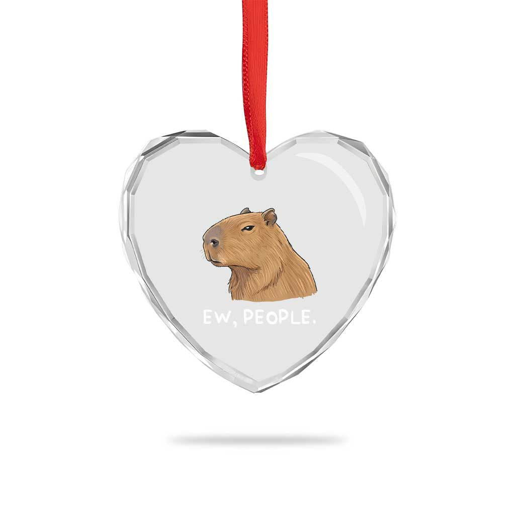 Anti Social Capybara Meme Heart Crystal Glass Ornament Ew People Sarcastic Funny Introvert Gift - Wonder Print Shop