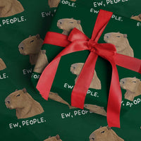 Anti Social Capybara Meme Wrapping Paper Roll Ew People Sarcastic Funny Introvert Gift - Wonder Print Shop