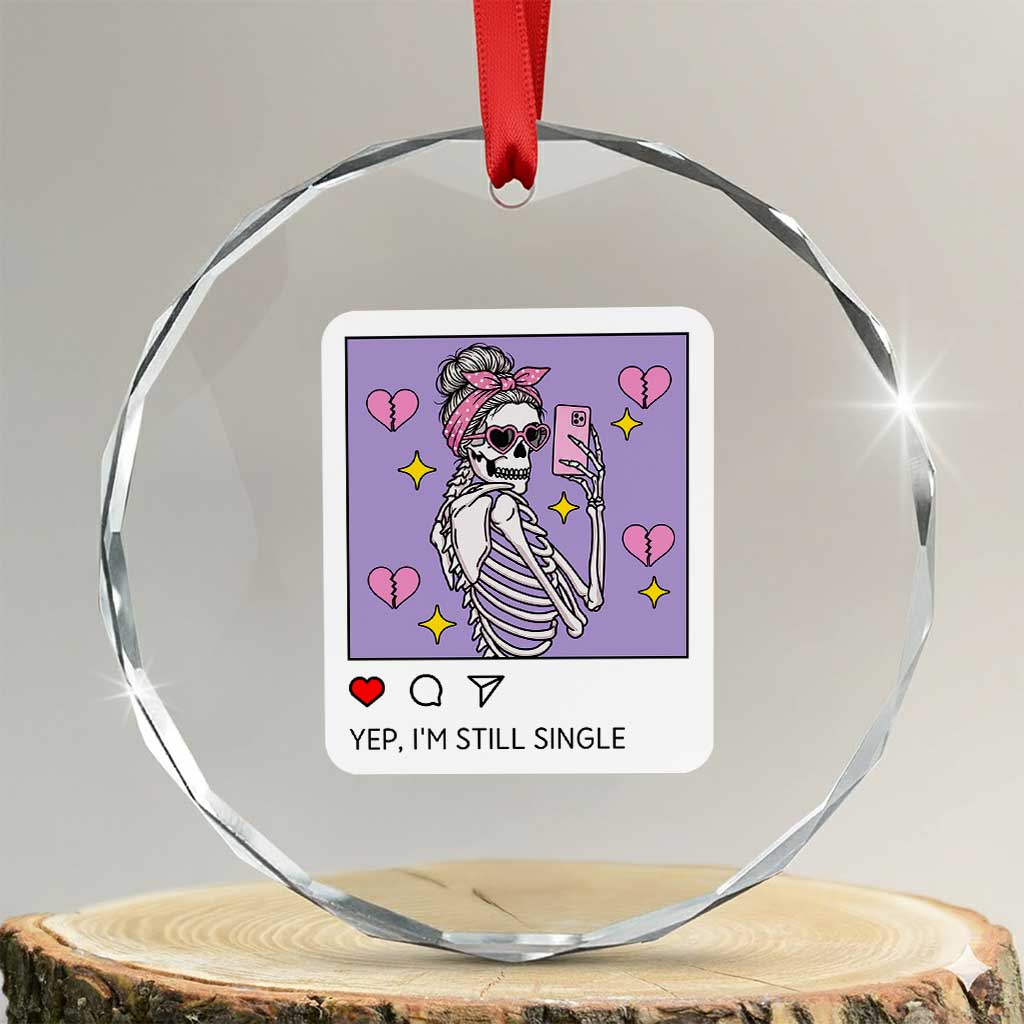 Anti Valentine Crystal Glass Ornament Funny Skeleton Selfie Meme - Wonder Print Shop