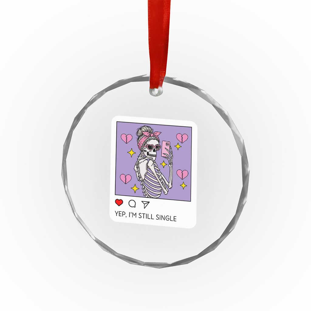 Anti Valentine Crystal Glass Ornament Funny Skeleton Selfie Meme - Wonder Print Shop