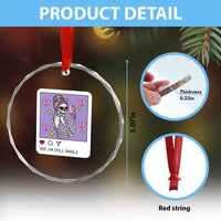 Anti Valentine Crystal Glass Ornament Funny Skeleton Selfie Meme - Wonder Print Shop