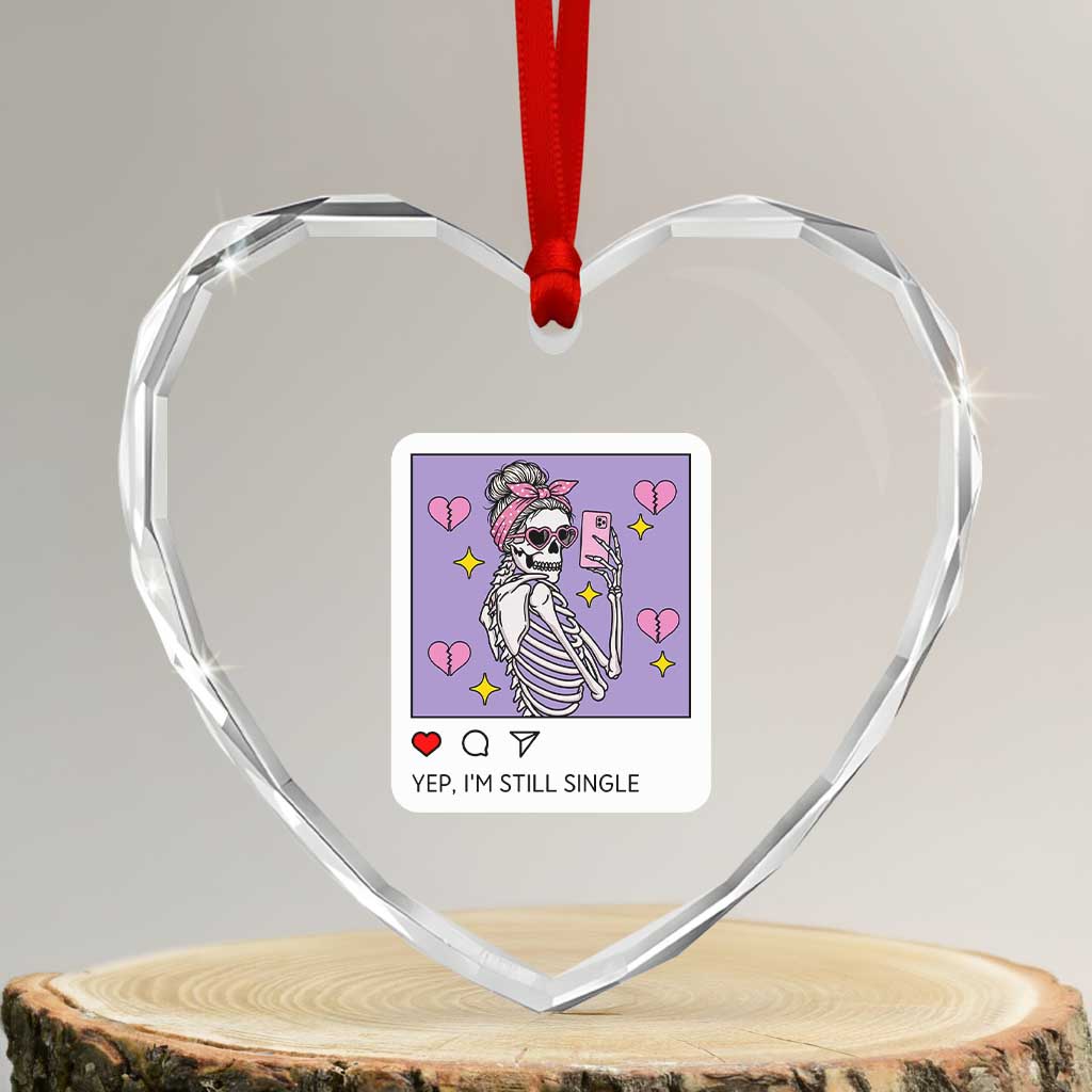 Anti Valentine Heart Crystal Glass Ornament Funny Skeleton Selfie Meme - Wonder Print Shop