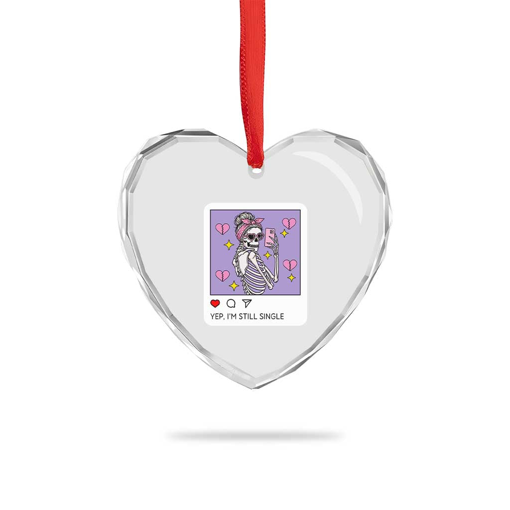 Anti Valentine Heart Crystal Glass Ornament Funny Skeleton Selfie Meme - Wonder Print Shop