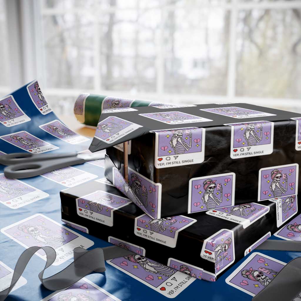 Anti Valentine Wrapping Paper Roll Funny Skeleton Selfie Meme - Wonder Print Shop
