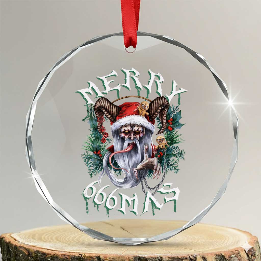 Anti Xmas Crystal Glass Ornament Merry 666Mas Satan Creepy Christmas - Wonder Print Shop