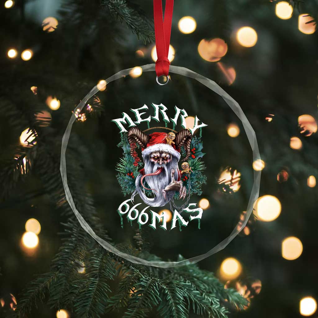 Anti Xmas Crystal Glass Ornament Merry 666Mas Satan Creepy Christmas TS09