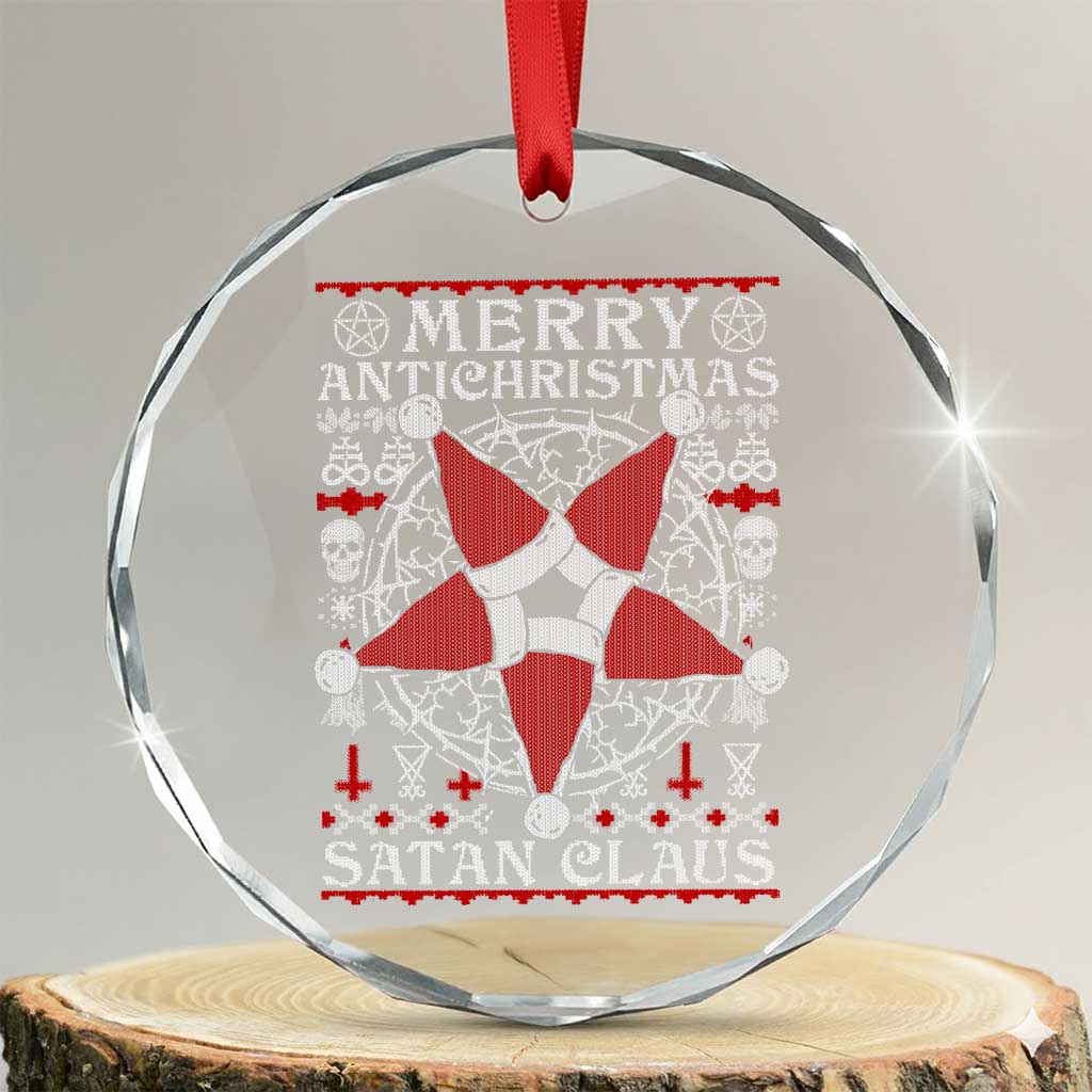 Anti Xmas Crystal Glass Ornament Merry Antichristmas Noel Hat Pentagram - Wonder Print Shop