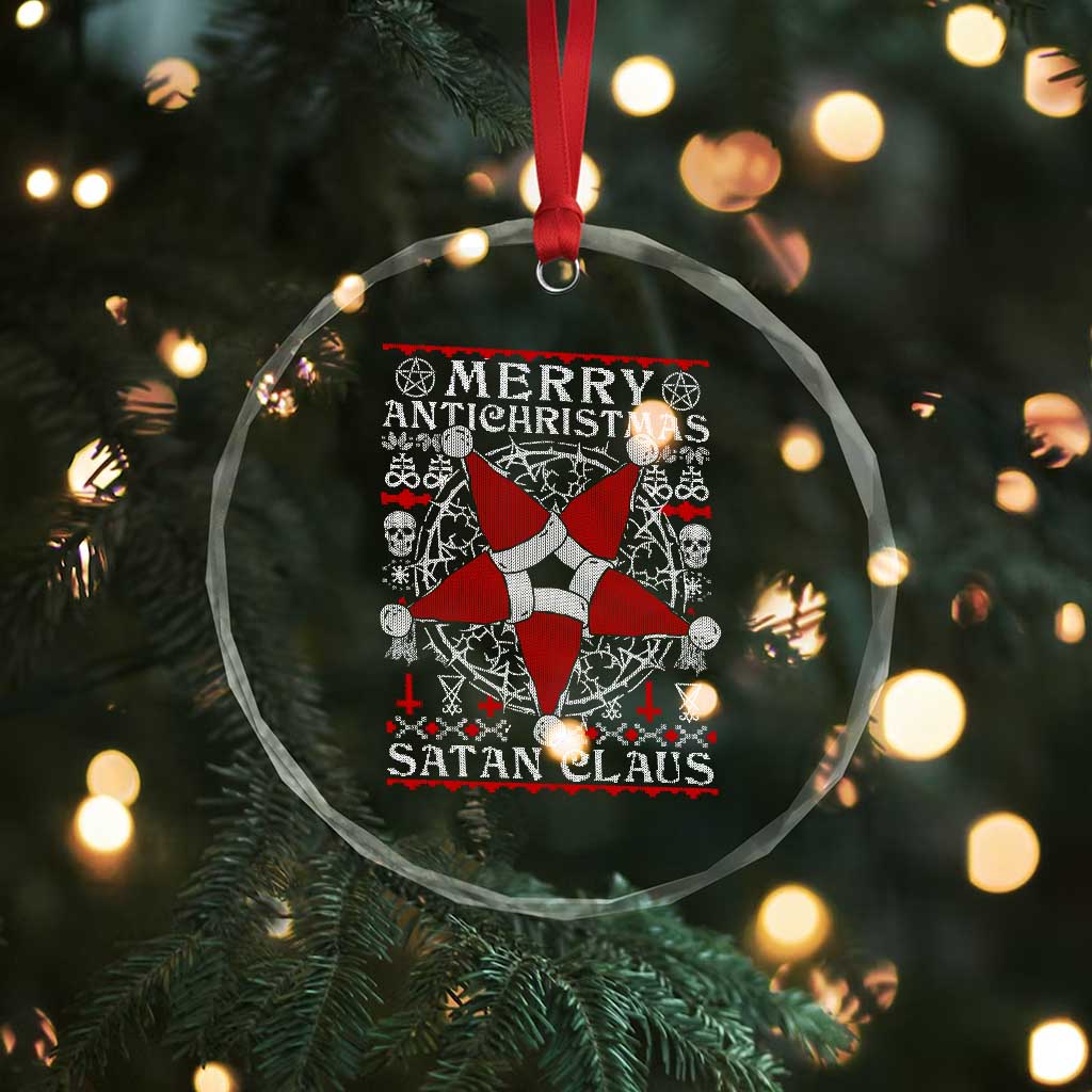 Anti Xmas Crystal Glass Ornament Merry Antichristmas Noel Hat Pentagram TS09