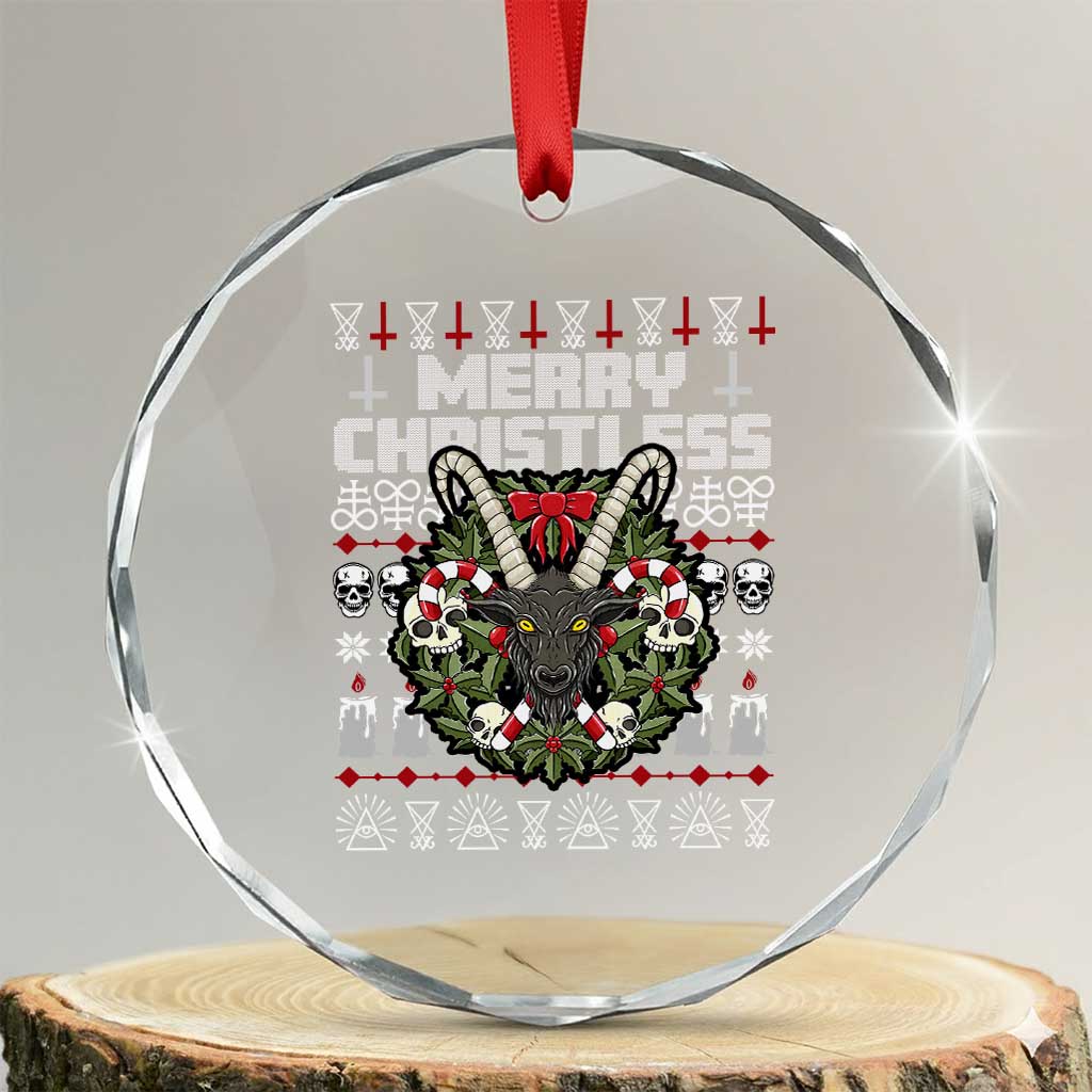 Anti Xmas Crystal Glass Ornament Merry Christless Satan Baphomet Wreath TS09