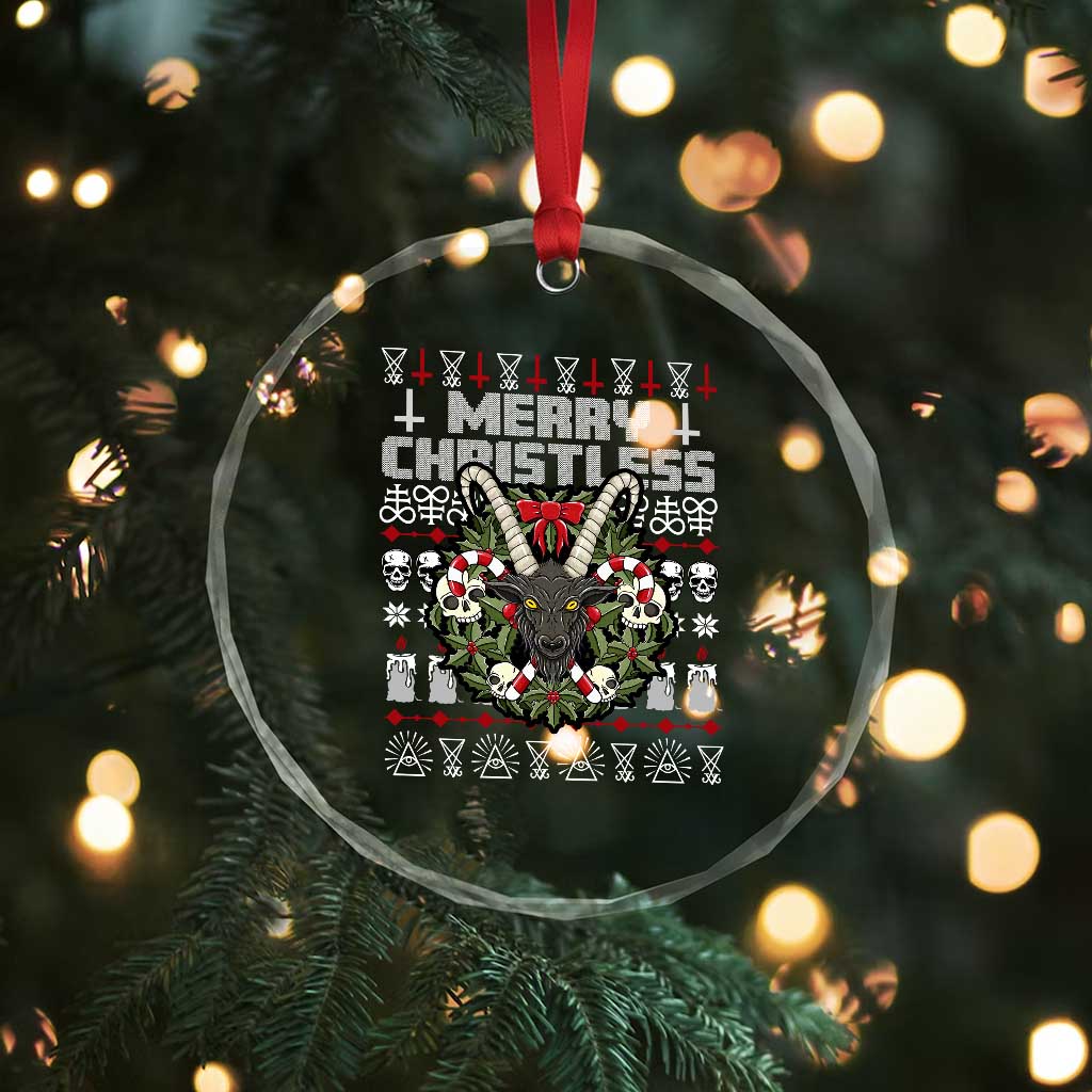 Anti Xmas Crystal Glass Ornament Merry Christless Satan Baphomet Wreath TS09