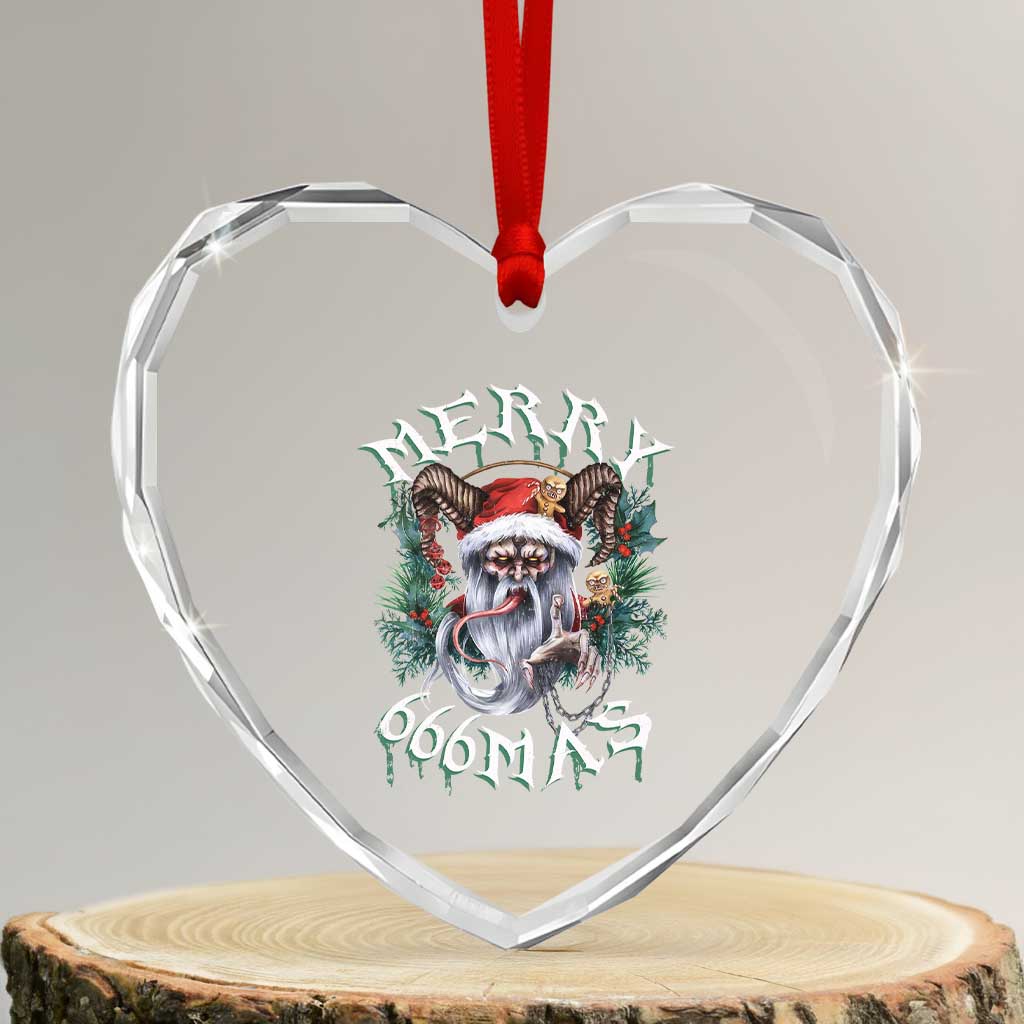 Anti Xmas Heart Crystal Glass Ornament Merry 666Mas Satan Creepy Christmas - Wonder Print Shop