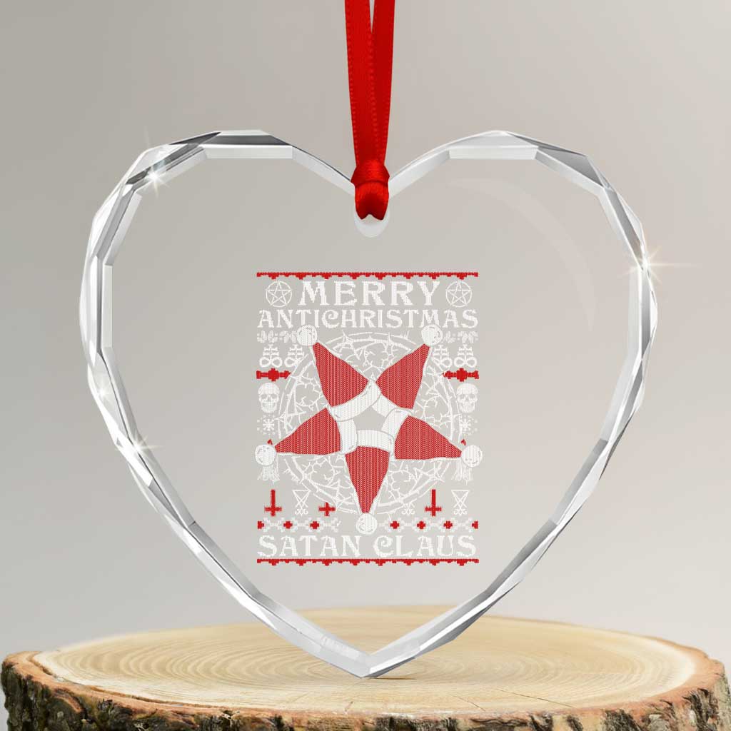 Anti Xmas Heart Crystal Glass Ornament Merry Antichristmas Noel Hat Pentagram - Wonder Print Shop