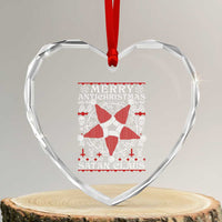 Anti Xmas Heart Crystal Glass Ornament Merry Antichristmas Noel Hat Pentagram - Wonder Print Shop