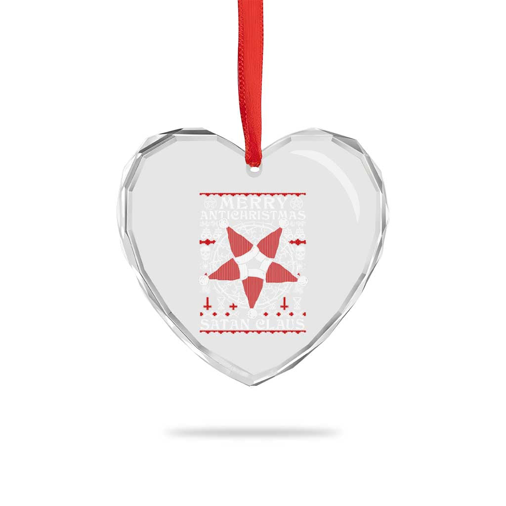 Anti Xmas Heart Crystal Glass Ornament Merry Antichristmas Noel Hat Pentagram - Wonder Print Shop