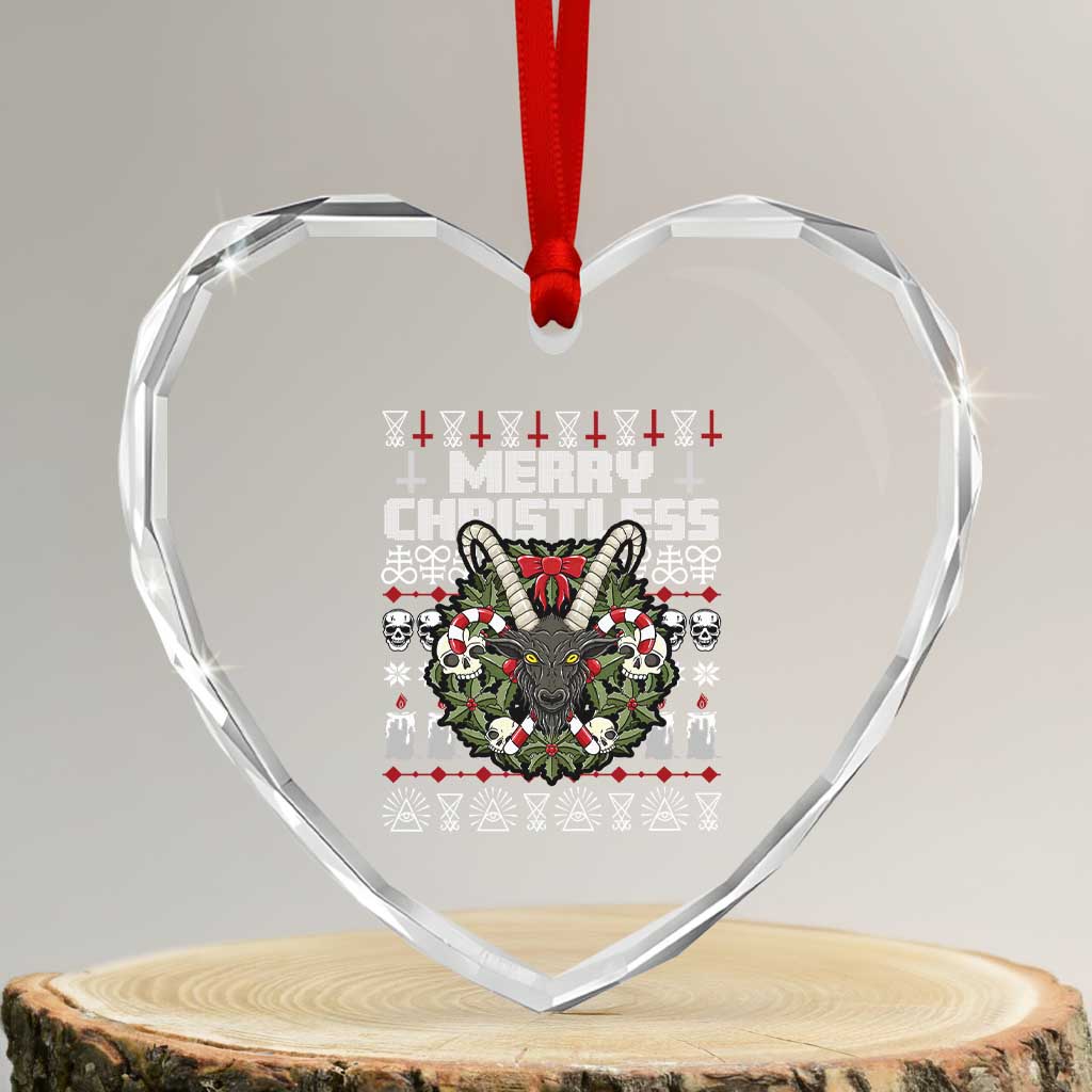 Anti Xmas Heart Crystal Glass Ornament Merry Christless Satan Baphomet Wreath - Wonder Print Shop