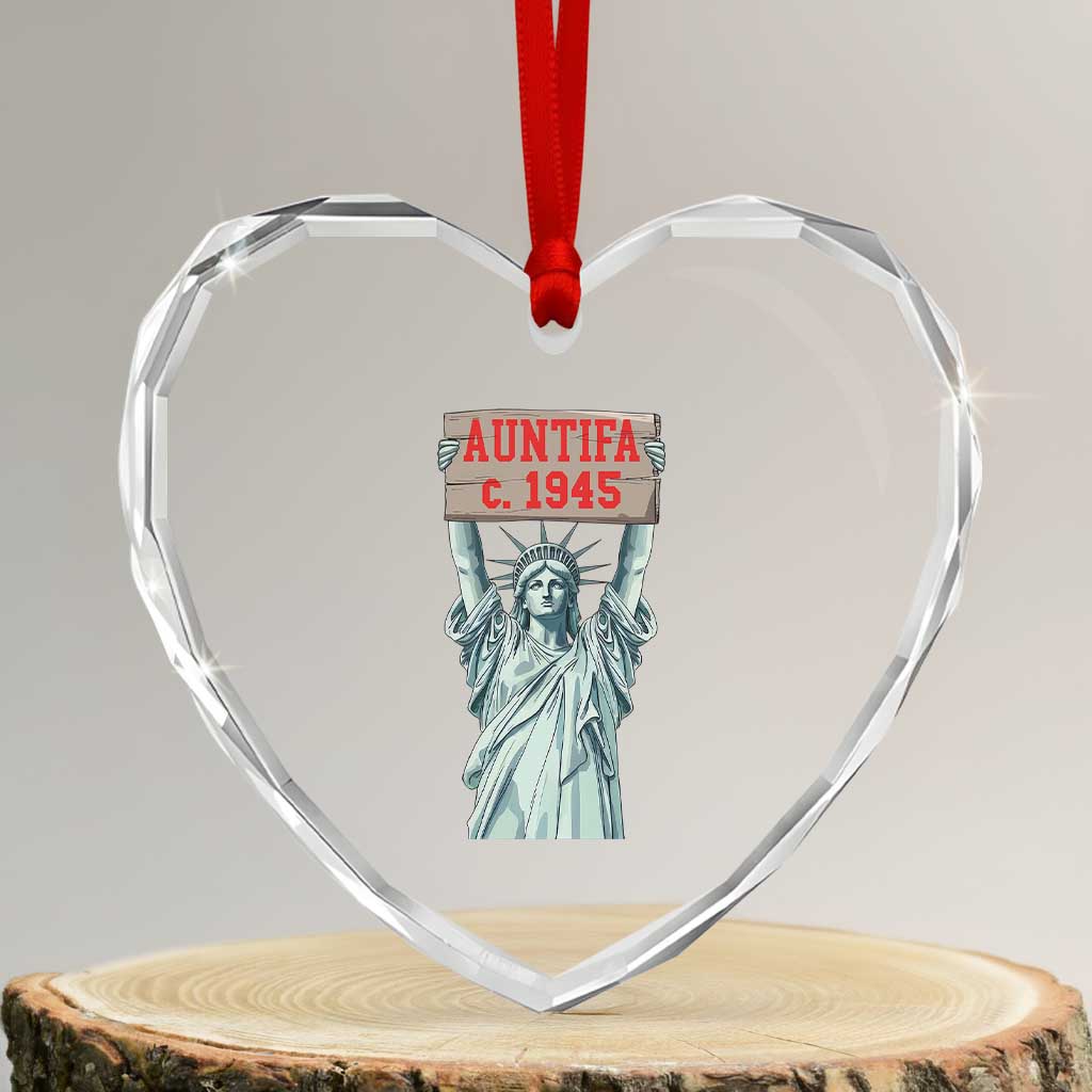 Antifa Fascism Heart Crystal Glass Ornament Statue of Liberty Anti Fascism Patriotic - Wonder Print Shop