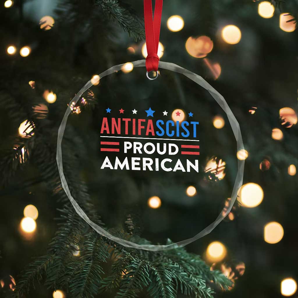 Antifascist Proud American Crystal Glass Ornament Fight Fascism Protest Human Rights TS11