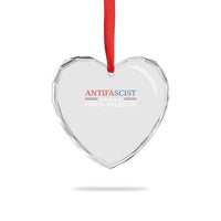 Antifascist Proud American Heart Crystal Glass Ornament Fight Fascism Protest Liberal Democrat - Wonder Print Shop