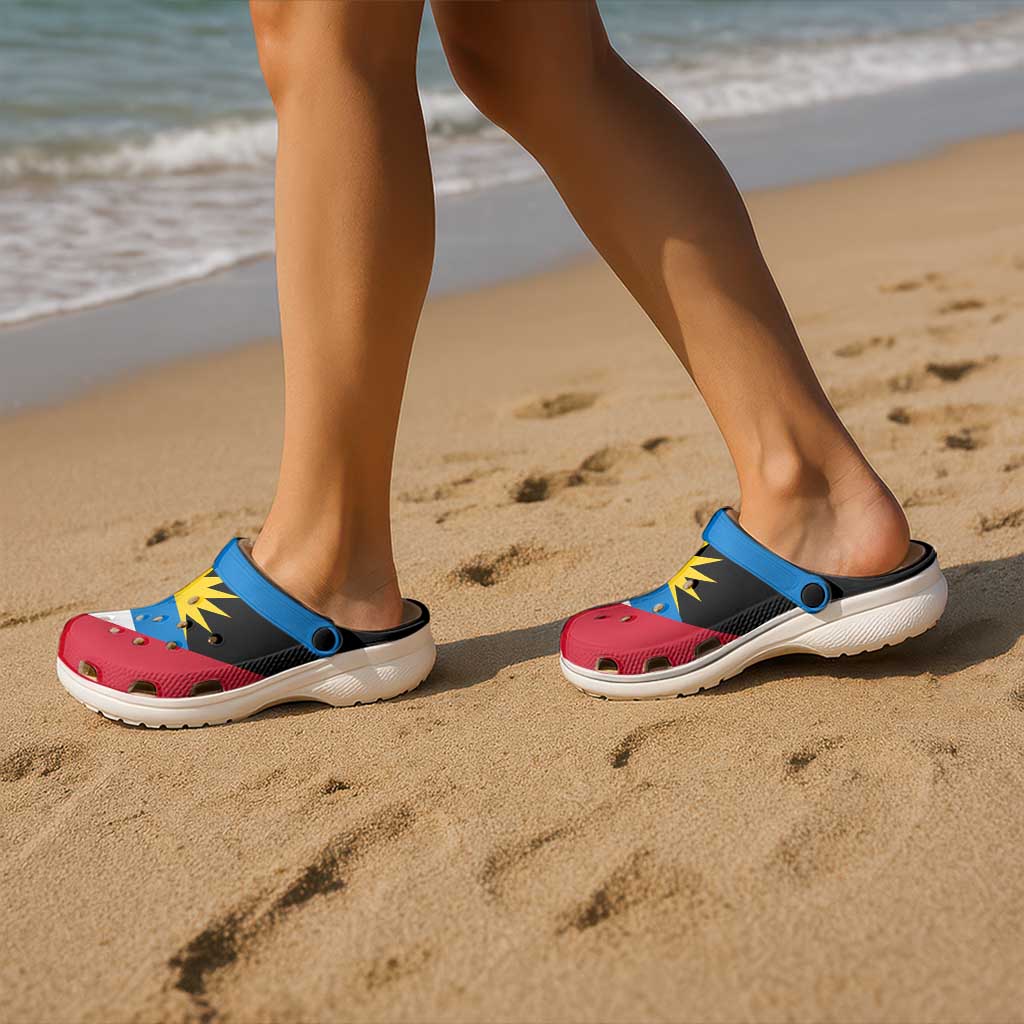 Antigua and Barbuda Clogs Shoes Heritage Palette Flag-Inspired - Wonder Print Shop