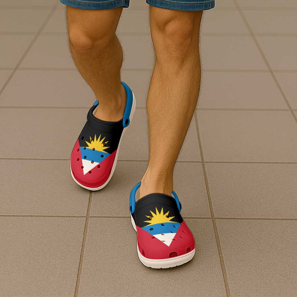 Antigua and Barbuda Clogs Shoes Heritage Palette Flag-Inspired - Wonder Print Shop