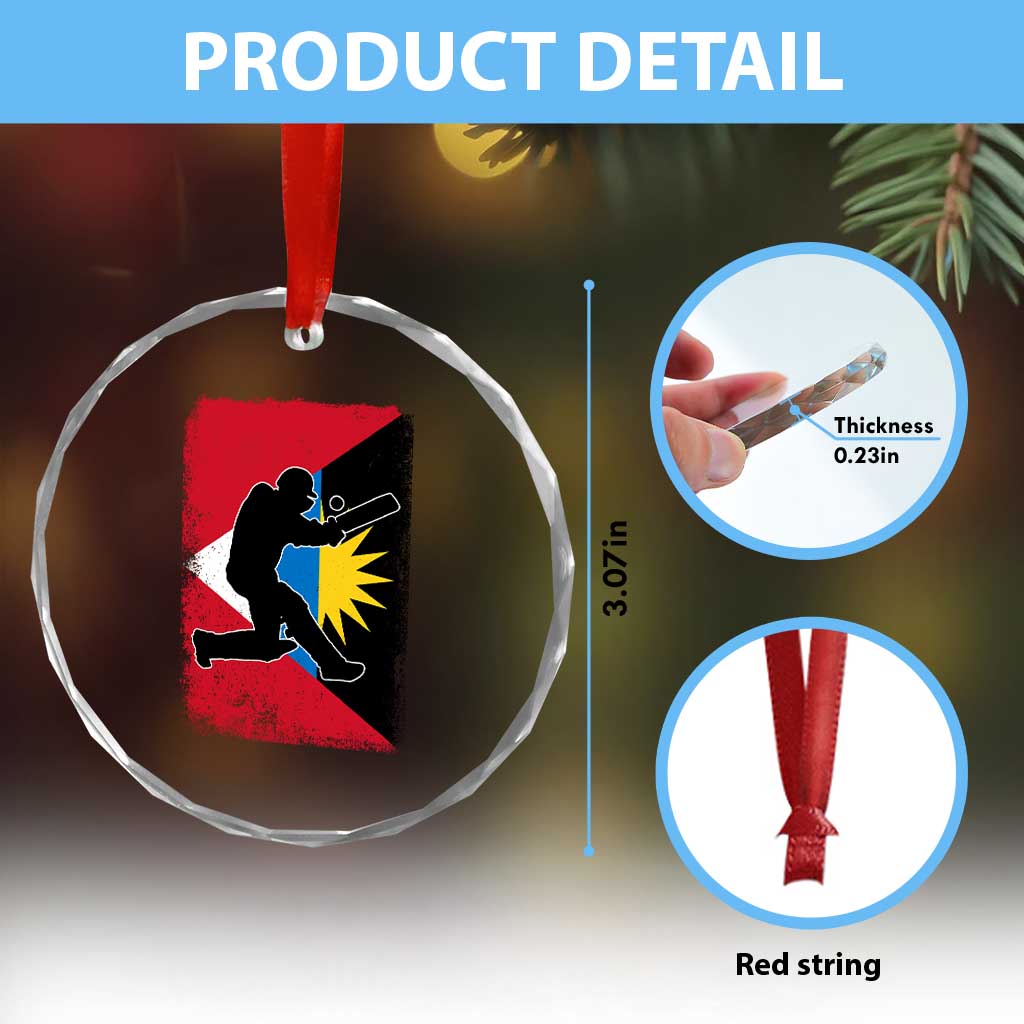 Antigua and Barbuda Cricket Crystal Glass Ornament Retro Vintage Sport Antiguan Flag West Indies Cricket Fan