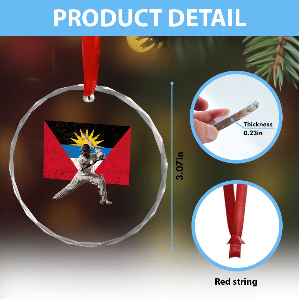 Antigua and Barbuda Cricket Crystal Glass Ornament Retro Vintage Sport Antiguan Flag West Indies Fan