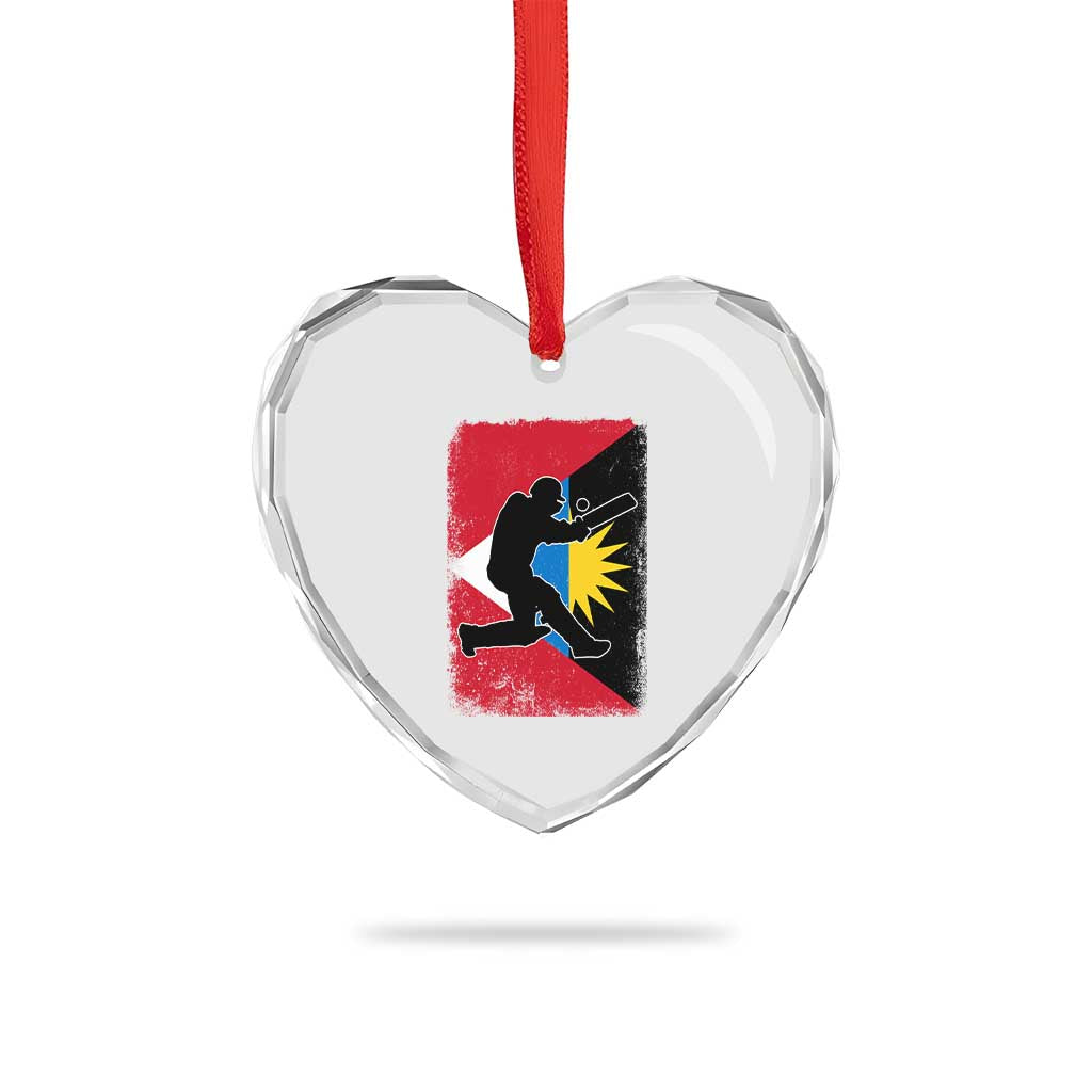 Antigua and Barbuda Cricket Heart Crystal Glass Ornament Retro Vintage Sport Antiguan Flag West Indies Cricket Fan