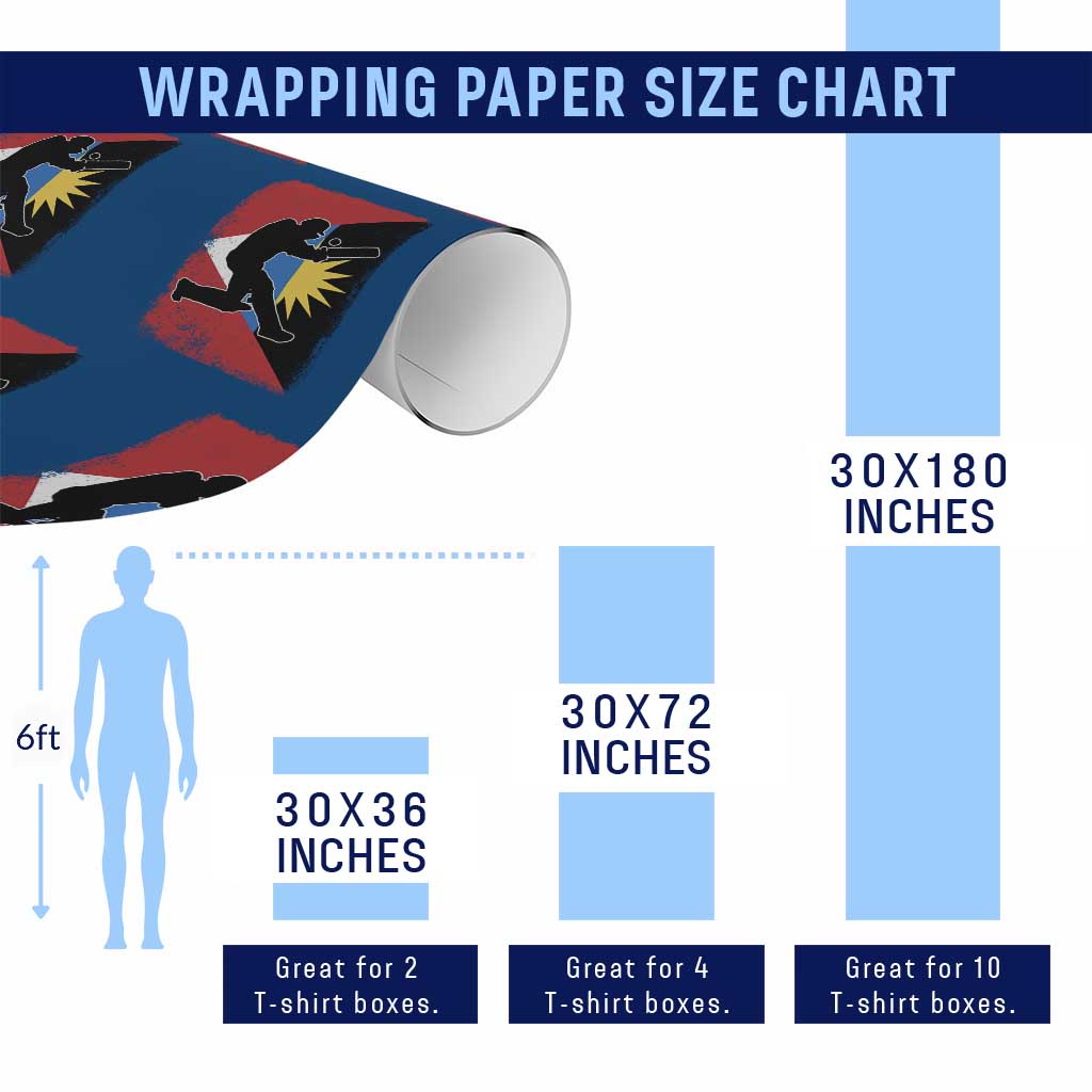 Antigua and Barbuda Cricket Wrapping Paper Roll Retro Vintage Sport Antiguan Flag West Indies Cricket Fan