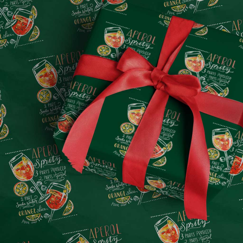 Aperol Spritz Wrapping Paper Roll Cocktail Recipe Drinking Lover Gift