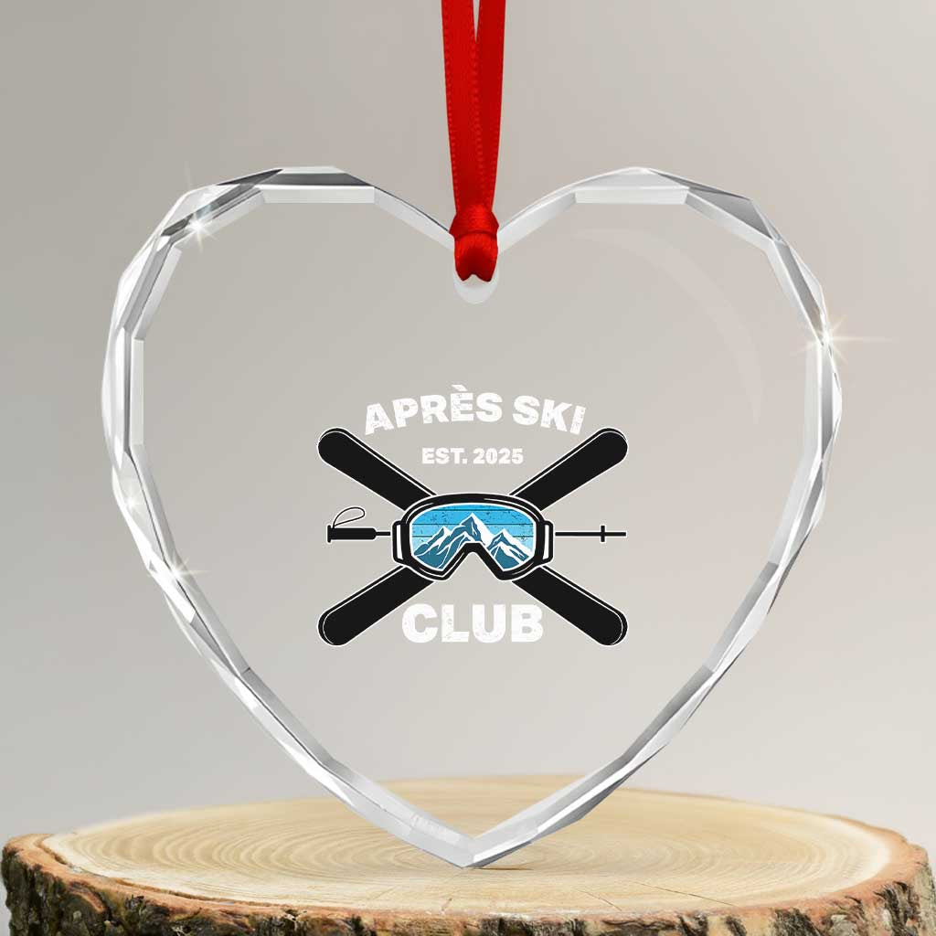 Apres Ski Club 2025 Heart Crystal Glass Ornament Skiing Winter Sport Mountain - Wonder Print Shop