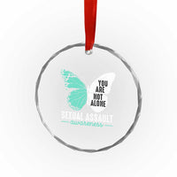 April Sexual Assault Awareness Crystal Glass Ornament Teal Ribbon Flower