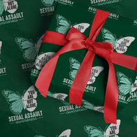 April Sexual Assault Awareness Wrapping Paper Roll Teal Ribbon Flower