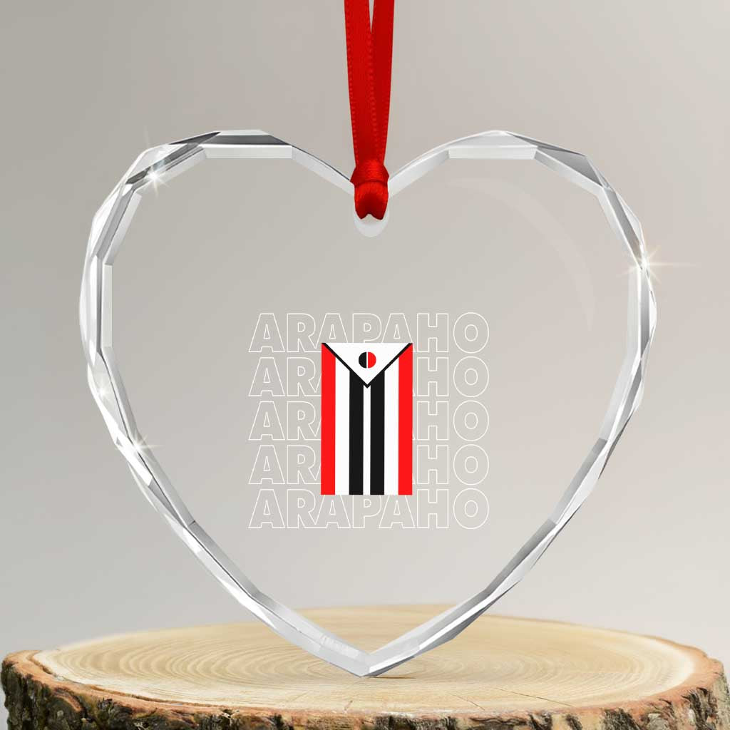 Arapaho Nation Flag Symbol Heart Crystal Glass Ornament