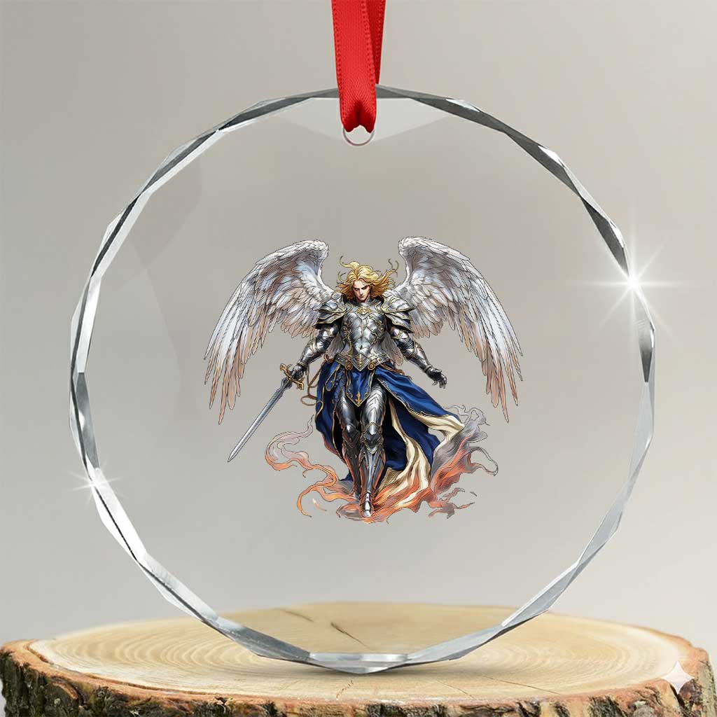 Archangel Saint Michael Warrior Crystal Glass Ornament Catholic Protection Gift