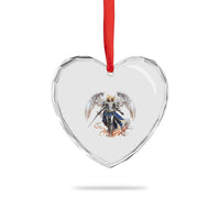 Archangel Saint Michael Warrior Heart Crystal Glass Ornament Catholic Protection Gift