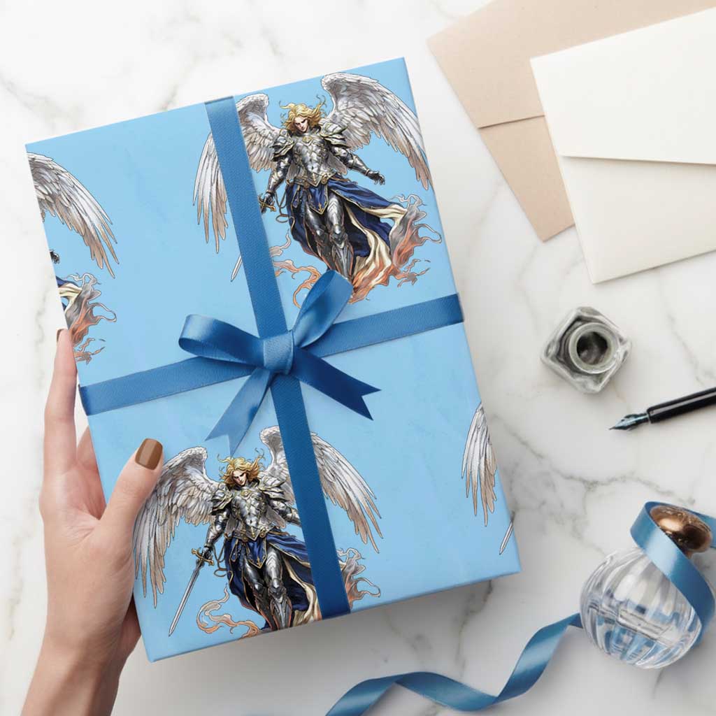 Archangel Saint Michael Warrior Wrapping Paper Roll Catholic Protection Gift